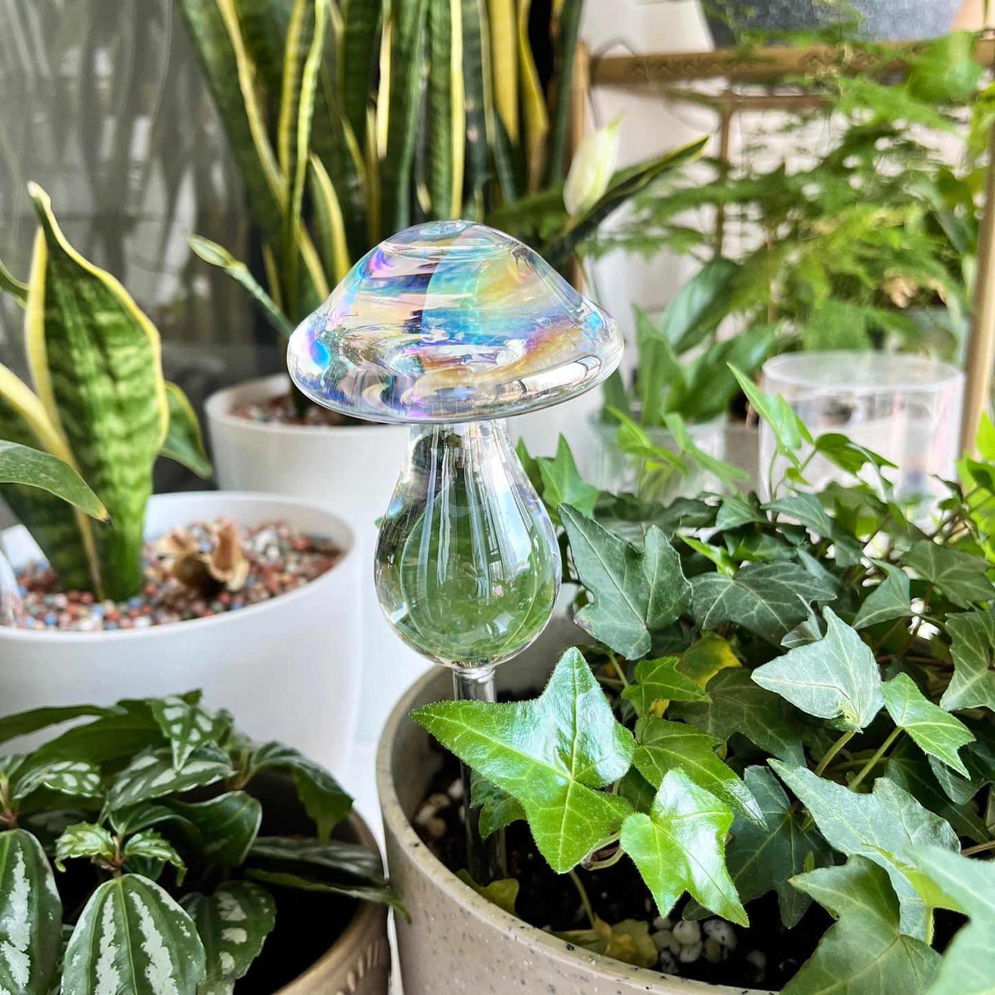 Kingbuy Iridescent Mushroom Self-Watering Globes for Plants - 2 Pack Automatic Plant Waterer Indoor/Outdoor, Plant Watering Devices with Continuous Moisture Supply, No Electricity Needed