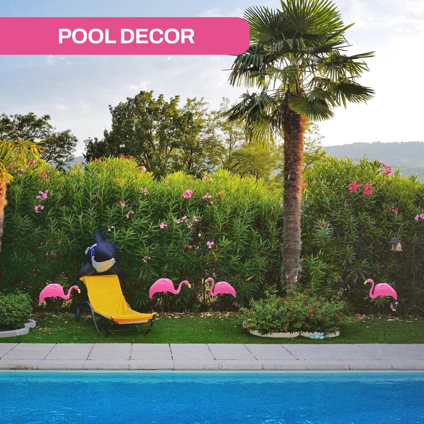 4E's Novelty 4 Pink Flamingos Yard Decorations - Extra Large 24" Flamingos Yard Ornaments - Pink Flamingos for Yard Sculptures & Statues - Lawn Flamingos Outdoor Garden Decor, Weather Resistant