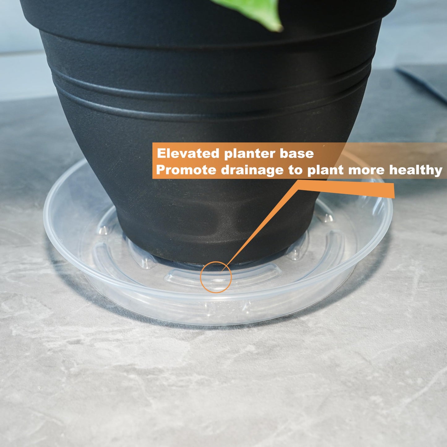 MSKIAUO 2 Packs Plant Saucer Pot Tray, 14 inch Clear Flower Planter Saucers and Drip Trays, 13 inch Plastic Flower Planter Saucers for Indoors Outdoors, Heavy Durable Plant Plate Water Catcher