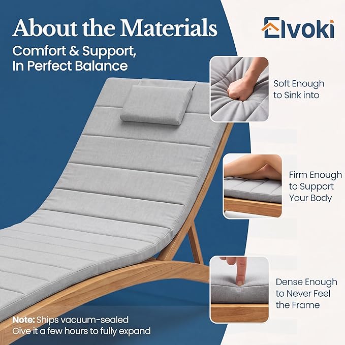 Quilted Chaise Lounge Outdoor Patio Furniture Cushions | Water-Resistant Patio
