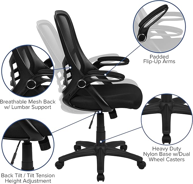 Flash Furniture Porter High Back Black Mesh Ergonomic Swivel Office Chair