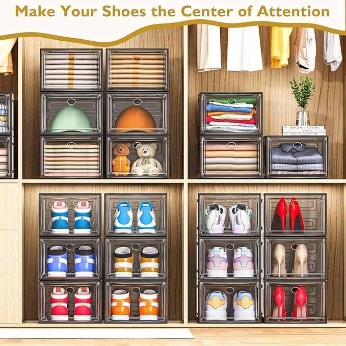 12 Pack Clear Shoe Storage Organizer
