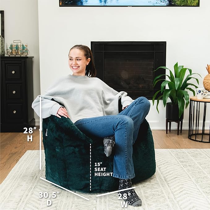 Big Joe Milano Bean Bag Chair for Kids, Ultra-Soft Emerald Plushie Polyester
