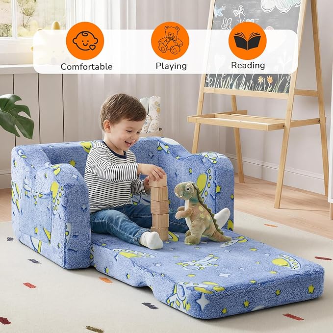 MeMoreCool Glowing Rocket Kids Chair, Glow-in-the-Dark Space Kids Couch