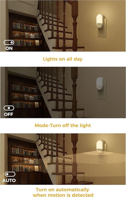 L LOHAS LED Motion Sensor Night Light, 2Pack, Motion Activated Night Light, Night Lights Plug into Wall Motion Sensor, 3000K Warm White, Adjustable Brightness 30/60LM, for Kids Adults Bathroom Bedroom