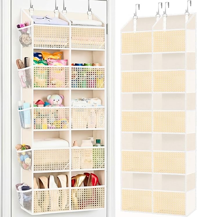Over The Door Organizer 5 Tiers, Extra Large Behind Door Storage of 10