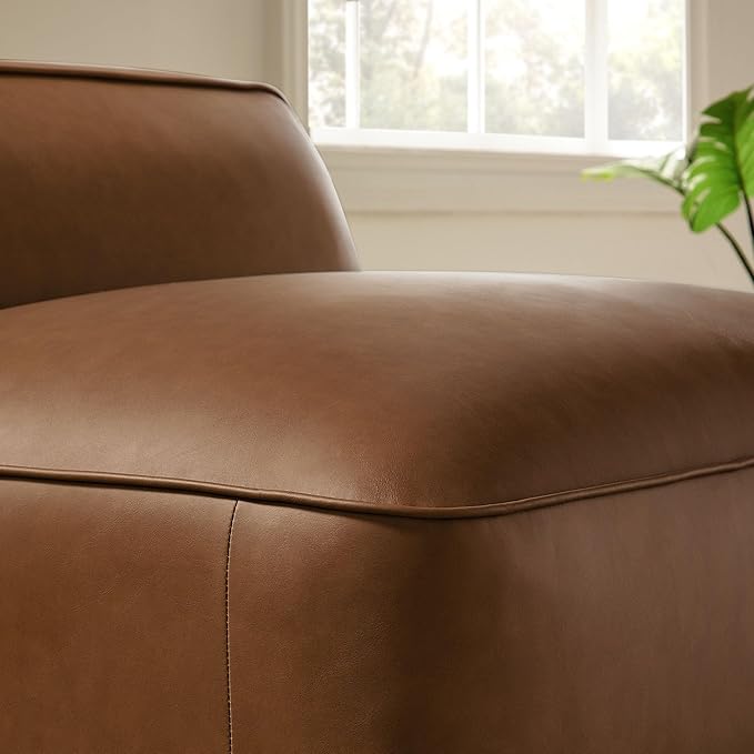 Modway Auren Vegan Leather Modular Armless Chair in Coffee
