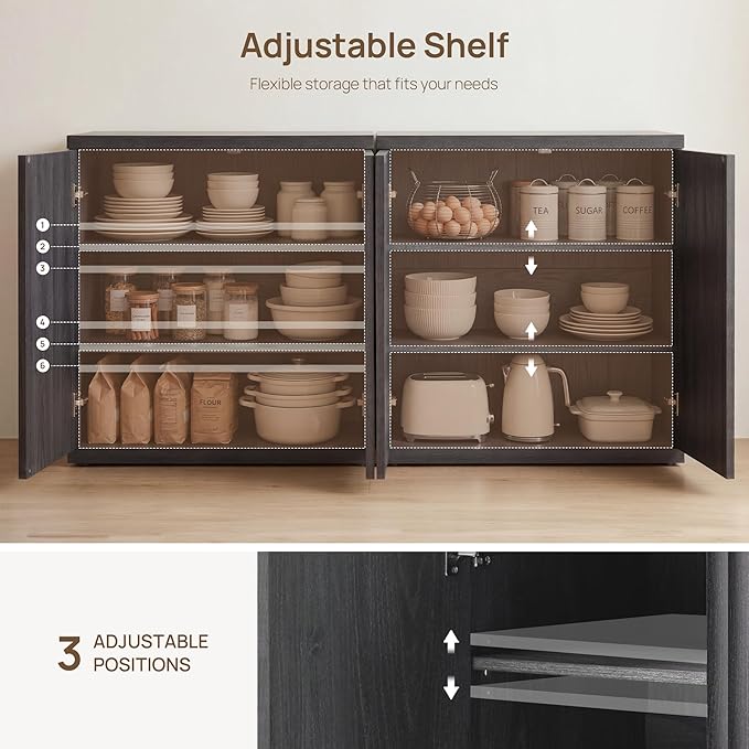 SICOTAS Buffet Cabinet with Storage Accent Sideboard Modern Credenza with Doors