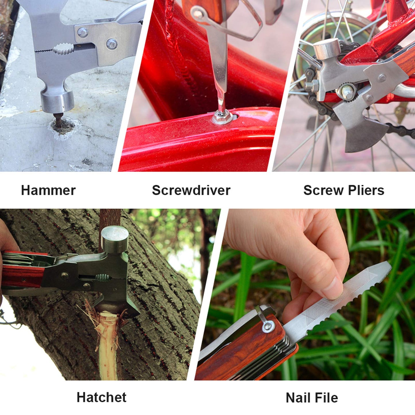 Camping Gear Multitool, Cool & Unique Birthday Gifts for Men Dad Husband Boyfriend, 18-in-1 Survival Gear for Outdoor Hunting Hiking, Emergency Escape Tool with Axe,Hammer,Plier,Knife,Bottle Opener