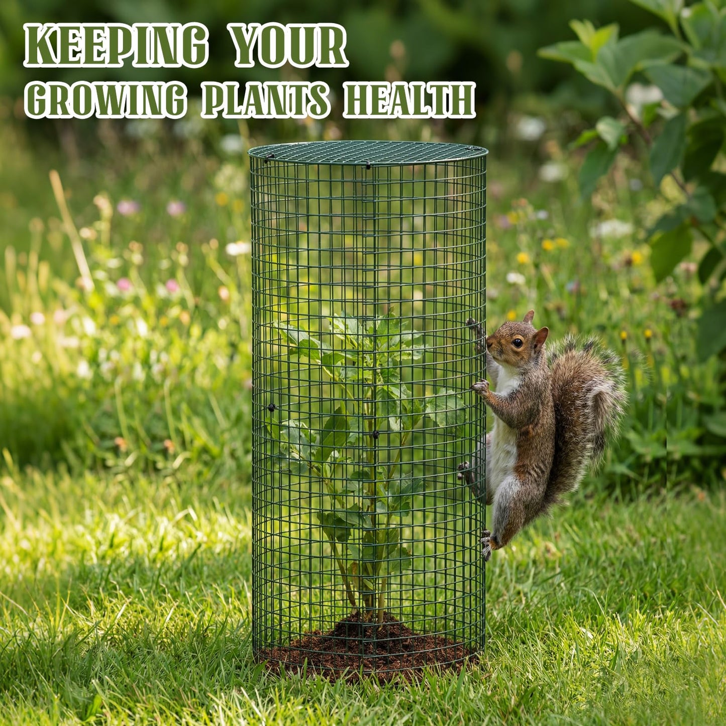 Otoolling 12 Pack 24" x 12" Garden Plant Protectors from Animals with Detachable Covers Metal Plant Cage Chicken Wire Cloche with Ground Stakes and Nylon Tie for Flower Vegetable to Keep Animals Out