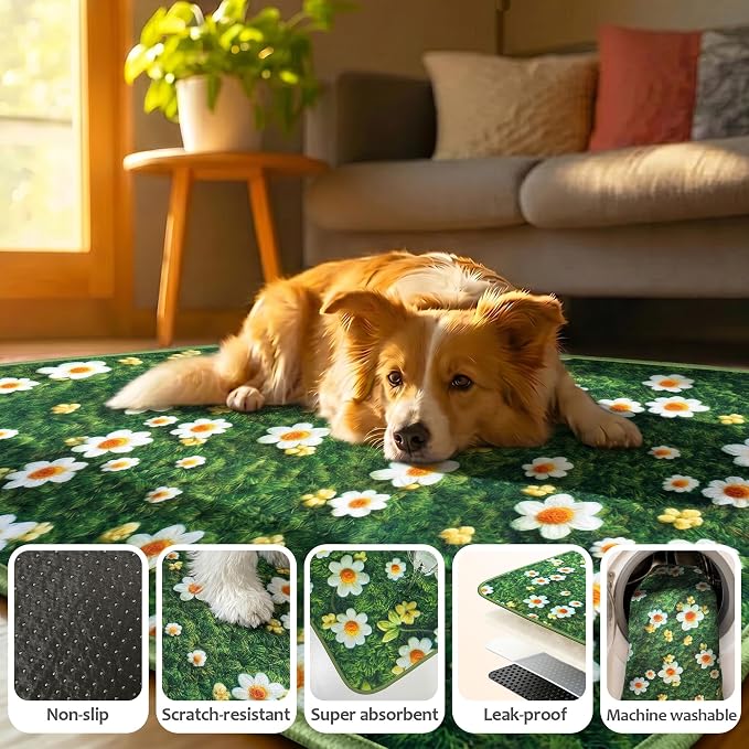 Washable Pee Pads for Dogs, Reusable Puppy Potty Training Pads, Ultra-Absorbent Thick Waterproof Leak-Proof Non-Slip Pads & Mat for Crate, Playpen, Floor, Whelping & Housebreaking , 2 Pack 24"x36"