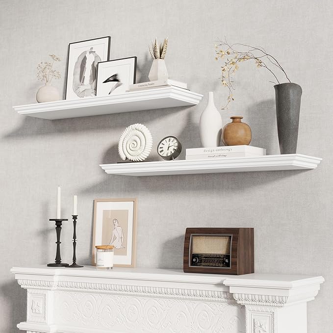 Fun Memories Floating Shelves 36 Inch Long, 9.3 Inch Deep Classic Crown Molding