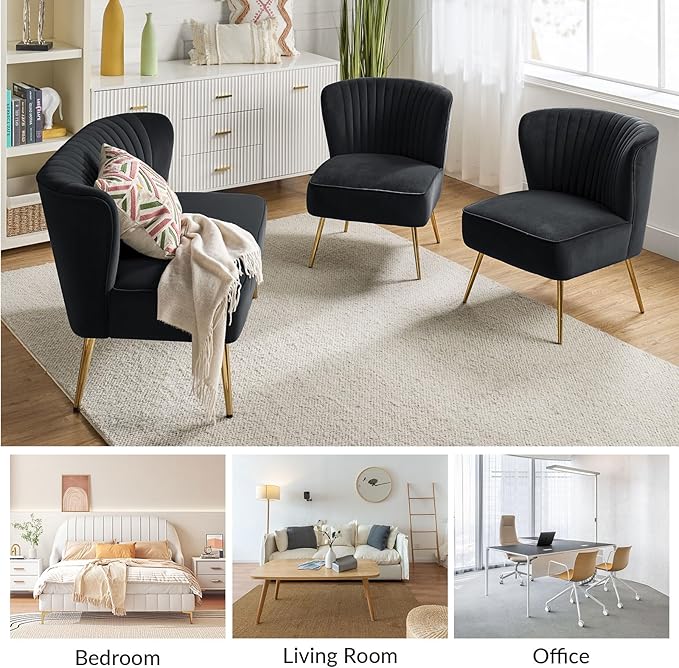HULALA Home 3 Piece Velvet Living Room Furniture Set, Modern Comfy Upholstered
