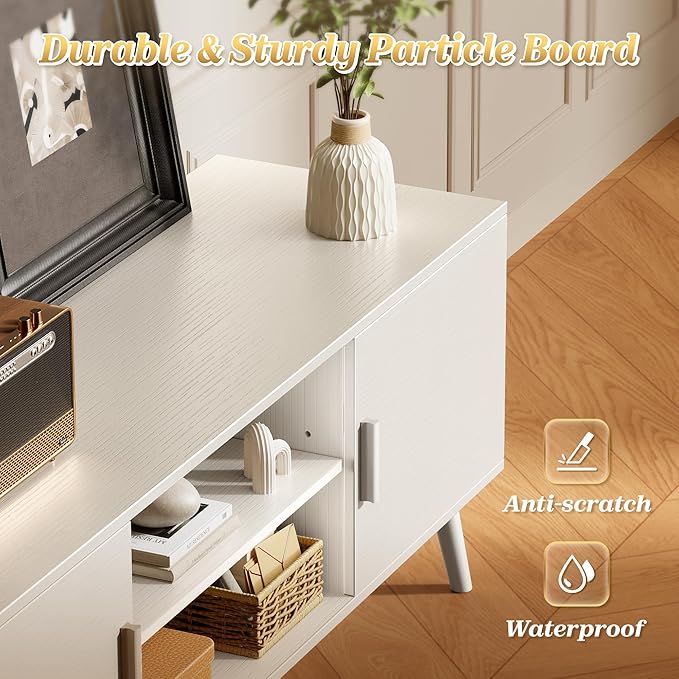 SUPERJARE TV Stand for 55 Inch TV, Entertainment Center