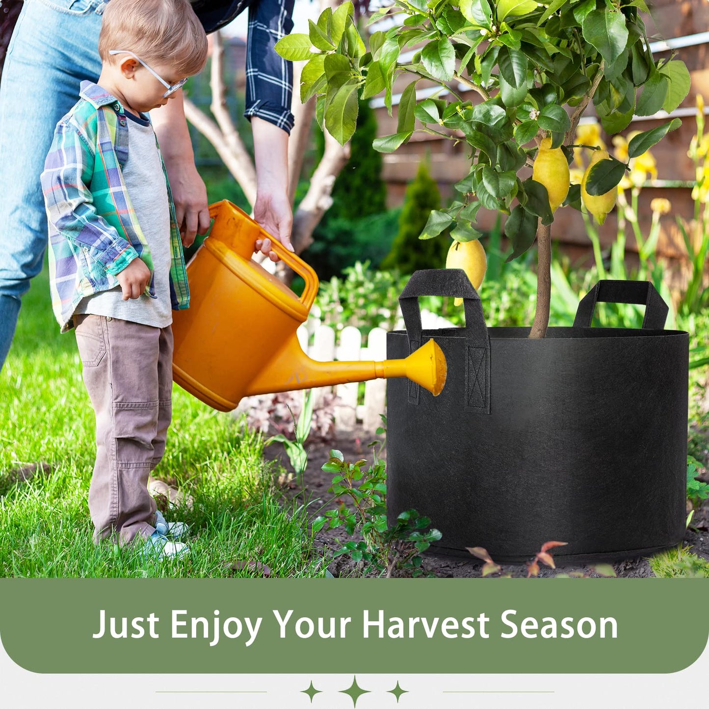 GreatBuddy Grow Bags 10 Gallon 12-Pack, Heavy Duty Fabric Grow Bags with Handles for Vegetables, Herbs, and Tomatoes, Fabric Pots & Planting Bags for Outdoor Home Gardening