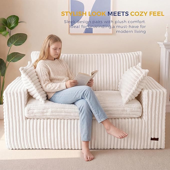 MAXYOYO Bean Bag Sofa Couch, Loveseat Boneless Couch in a Box, Upholstered