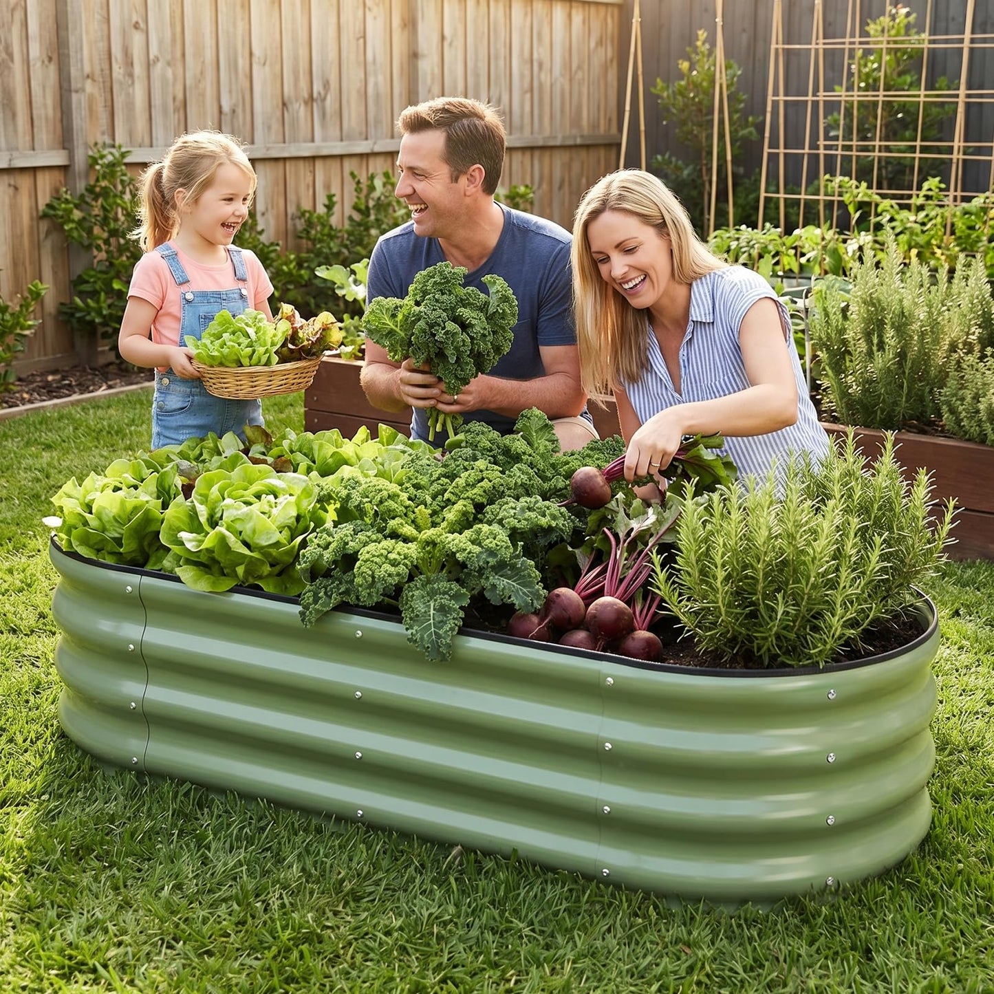 1MORE Galvanized Raised Garden Bed- Planter Garden Boxes Outdoor, Raised Beds for Gardening, 4x2x1ft Metal Garden Bed Kit for Vegetables Flower, Planter Raised Beds with Tools.Green-2pack