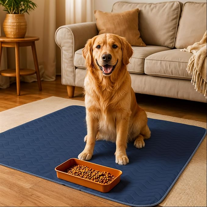Utopia Bedding Washable Pee Pads for Dogs 34" x 36" (Pack of 4), Waterproof Incontinence Bed Pads for Adults, Elderly and Kids, Heavy Absorbency Pet Training Pads for Sofa and Couch (Navy, Green)