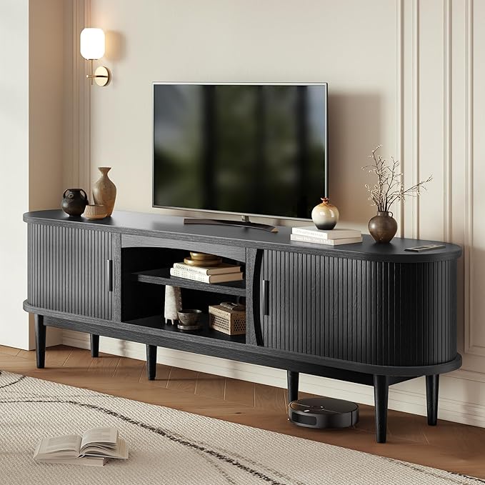 Decofy Mid Century TV Stand for TVs up to 90 Inches, Entertainment Center