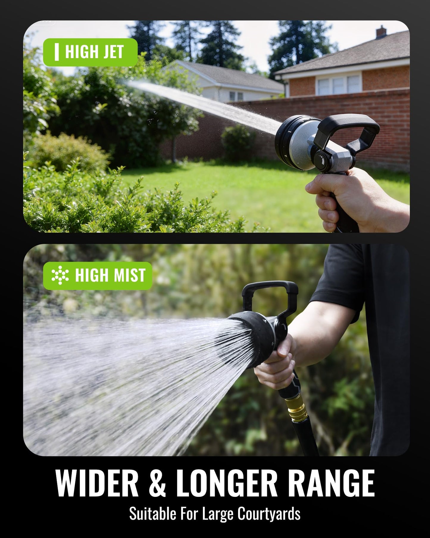 RAINPOINT Heavy Duty Fireman's Hose Nozzle, 7 Modes Water Hose Nozzle with Adjustable Flow Control, Ergonomic Grip for Garden Watering, Car Washing, Pet Bathing & Outdoor Cleaning