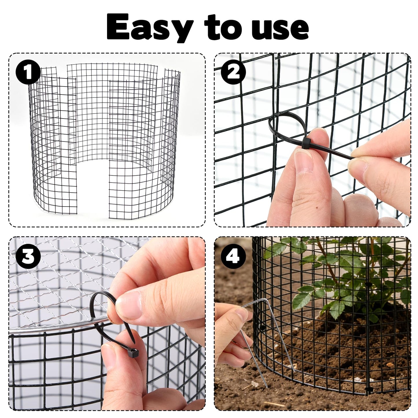 10 Sets 12"x 12" Garden Plant Protectors from Animals with Detachable Covers Metal Plant Cage Chicken Wire Cloche with Ground Stakes & Nylon Tie Wire Plant Cage to Keeping Bunny Animals Out Chicken