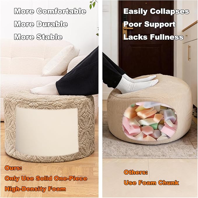 Plush Multi-Functional Ottoman Pouf – Ergonomic Ottoman Foot Rest