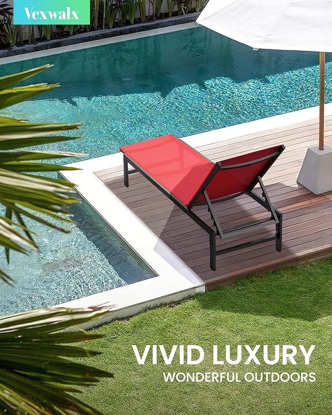 Vexwalx Outdoor Lounge Chairs Set of 2, Aluminum Patio Chaise Lounge Chairs