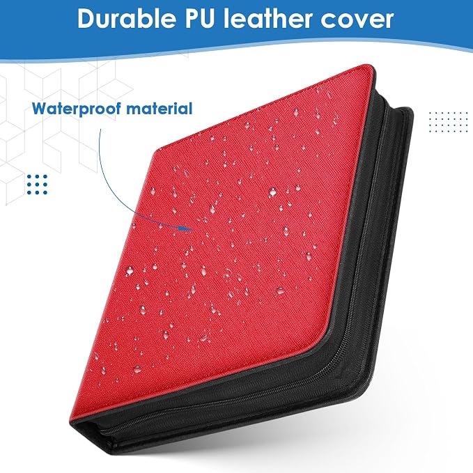 900 Pockets Card Binder, Trading Card 9 Pocket Durable Card Holder Album, Baseball Card Protectors for MTC,TCG, Game Cards, Sports Cards (Red)
