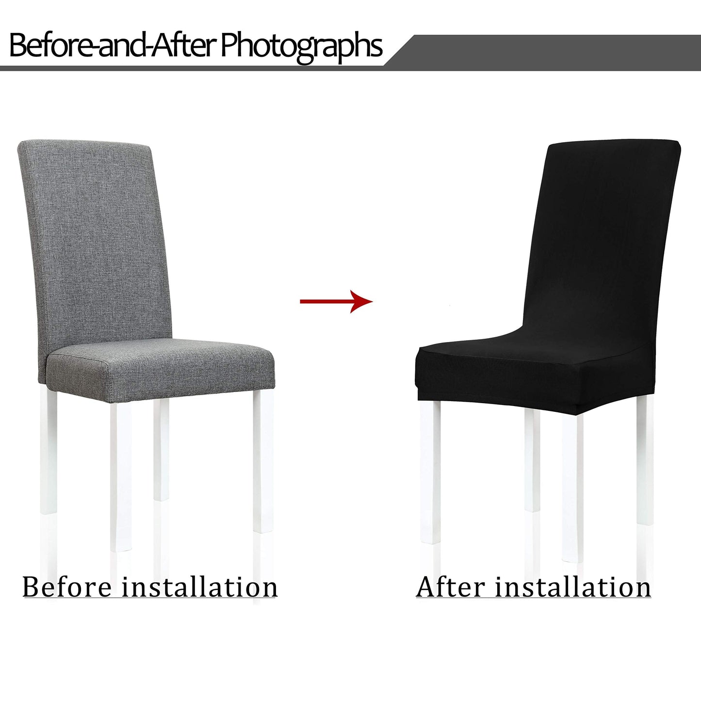 Obstal Black Stretch Spandex Dining Room Chair Covers ?Set of 4 Universal Removable Washable Chair Seat Slipcovers Protector for Kitchen, Ceremony, Wedding, Banquet, Hotel and Party