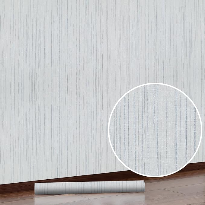 Beige Grey Grasscloth Peel and Stick Wallpaper 15.74" X 118.11" Boho Textured