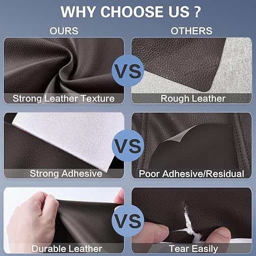 Self Adhesive Leather Repair Patch Kit, 17 in x 79 in Large Vinyl Leather