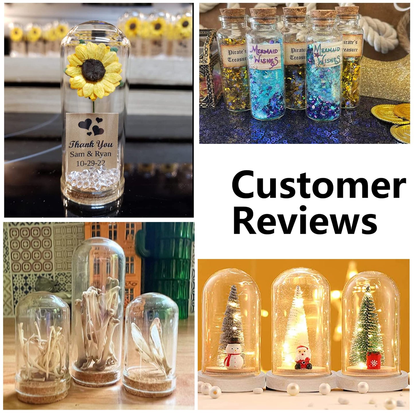 PH PandaHall 10pcs Cloche Bell Jar, Display Dome with Cork Base 8ml Mini Glass Bottles Dome Decorative Jars Display Case for Flower Storage Home Christmas Party Favor Decoration, 0.86x1.4inch