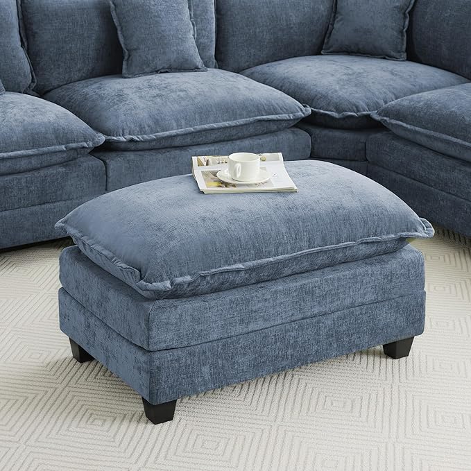 35‘’ Modern Chenille Cloud Sofa Ottoman, Rectangle Ottoman