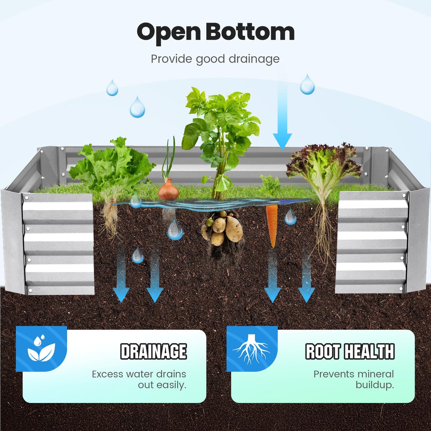 Quictent Raised Garden Bed Galvanized Raised Beds for Gardening Vegetables with Cover 4x3x2 ft Tall Metal Planter Box Outdoor Use (Clear)