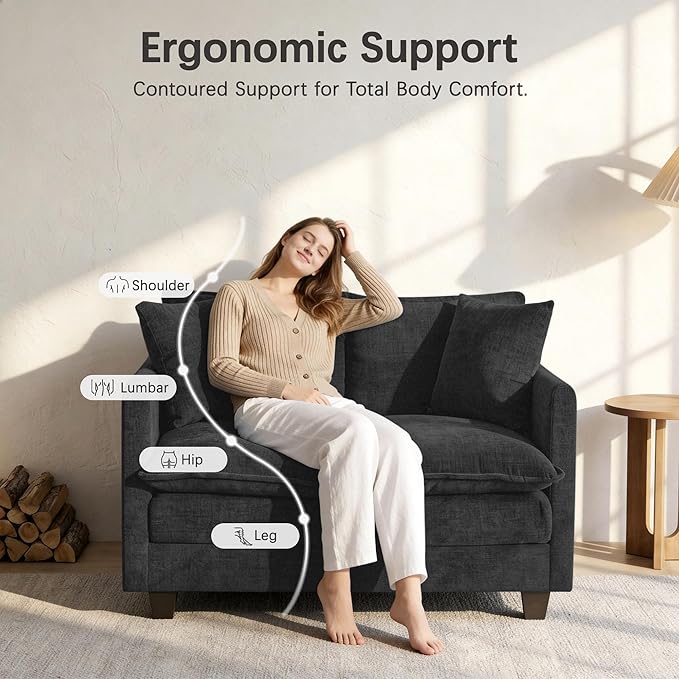 52'' Loveseat Sofa with Ottoman, Modern Cloud Sofa Couch with 27" Deep Seat