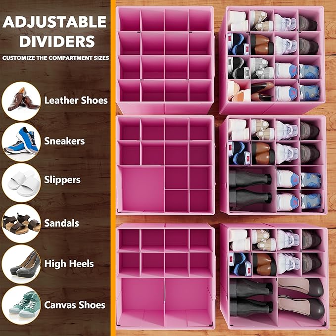 SpaceAid Shoe Organizer for Closet, 2 Pack Foldable Shoe Storage Containers