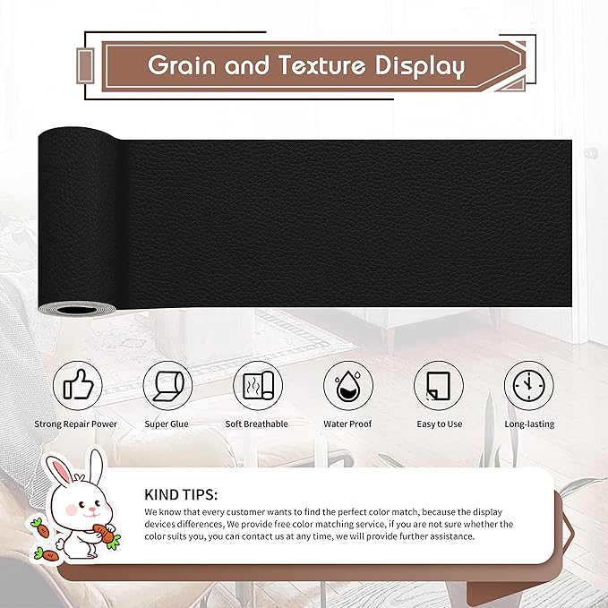 KING MOUNTAIN Leather Repair Patch, 4 x 63 Inches self Adhesive Leather Repair