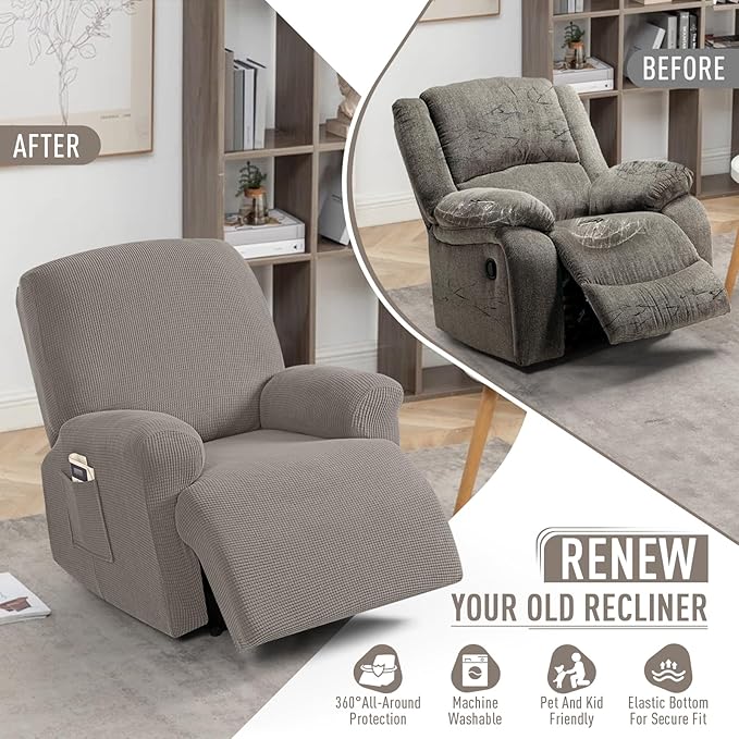 TAOCOCO Recliner Cover 4-Pieces, Recliner Stretch Sofa Slipcover, Recliner