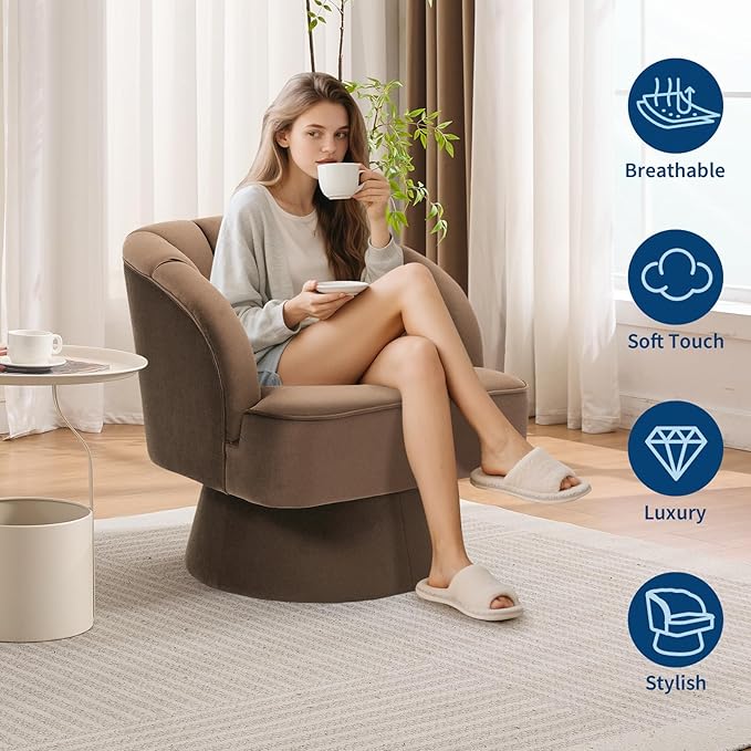 Garvee Ultra-Plush Swivel Accent Chair, 360° Barrel Lounge Chair