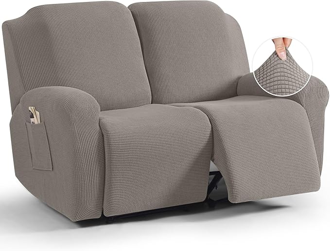 TAOCOCO Recliner Loveseat Slipcover, 6 Pieces Dual Recliner Sofa Covers