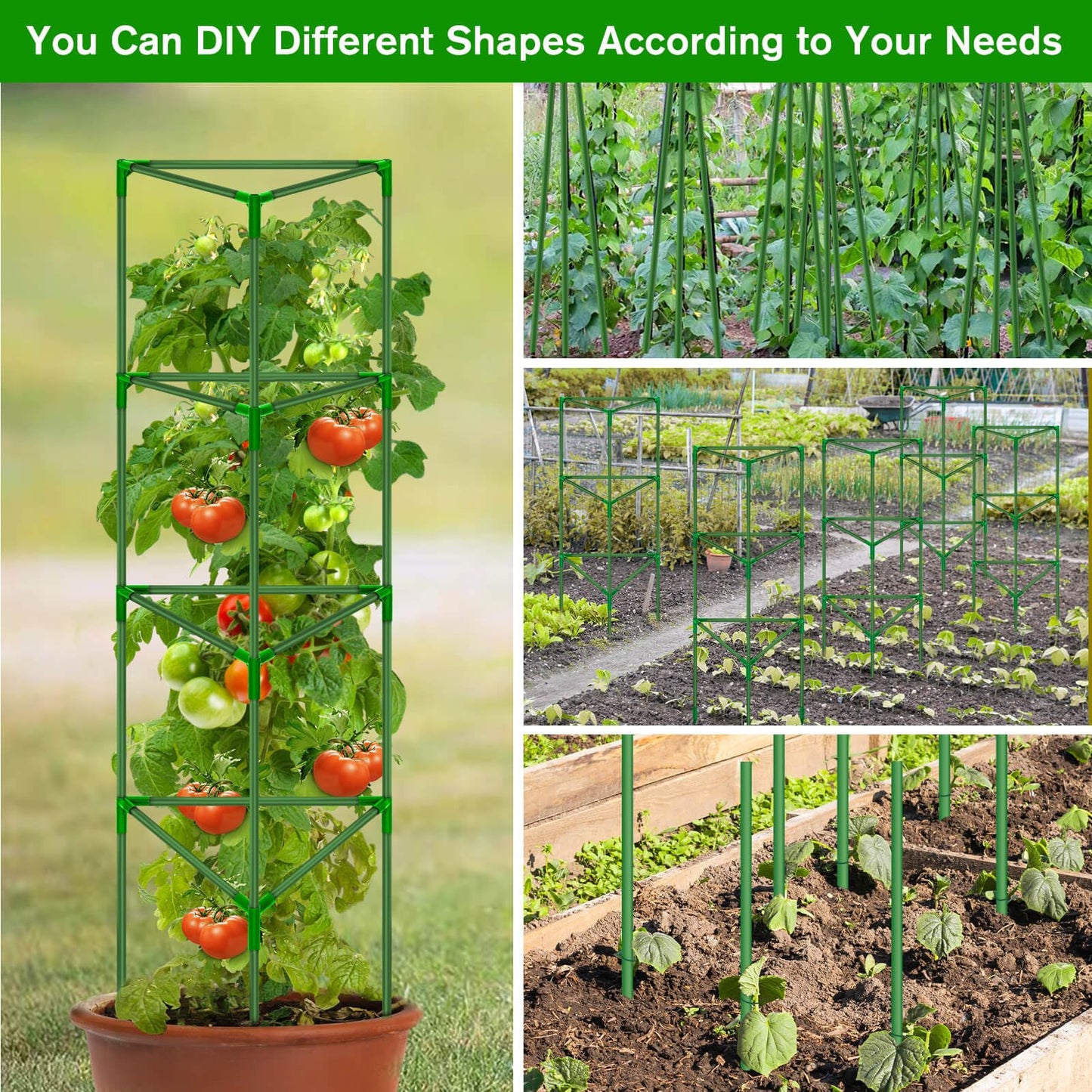 Tetutor Tomato Cages for Garden, 3 Pack Tomato Cage Trellis, Garden Cage Heavy Duty Tomato Stake Support, Garden Stakes Plant Cage for Pots Plants Vegetables
