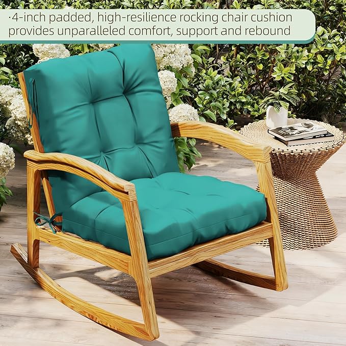 Outdoor Chair Cushions Set of 2, High Back Soft Seat Pad