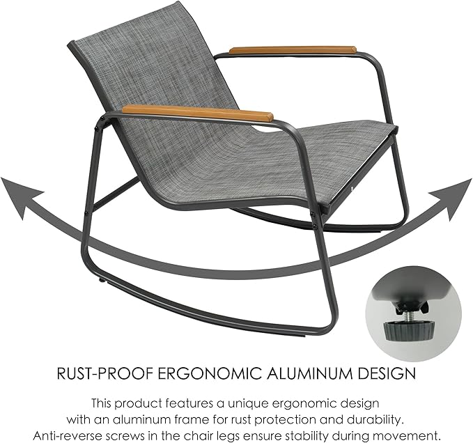 Kozyard 3-Piece Rocking Chair Set, Outdoor Rocking Textilene Bistro Set