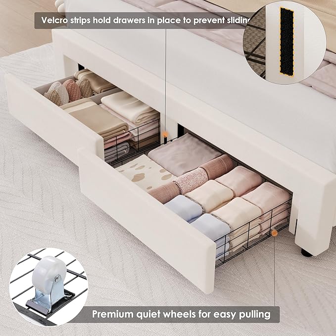 HIFIT Queen Upholstered Smart LED Bed Frame