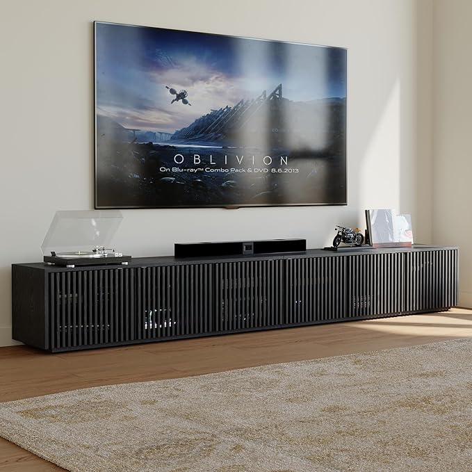 POVISON Full Assembled Mid Century Modern TV Stand, 118” Extra-Large