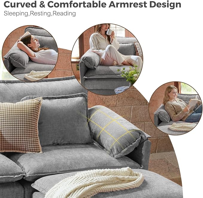 ELUCHANG 116" Modular Sectional Sofa, Comfy Cloud Couch, L Shaped Deep Seat