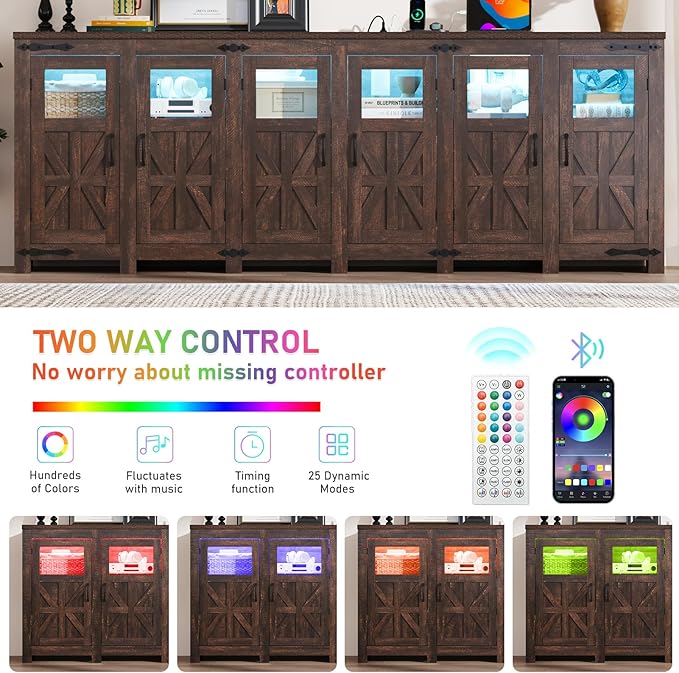 95.3" Large LED Farmhouse TV Stand