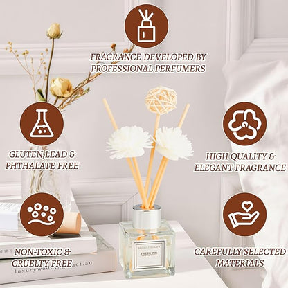 Reed Diffuser Set, 1.7 fl oz Scent Diffuser with Sticks, Lily Scent for Bathroom Accessories Shelf Decor, Air Fresheners for Home, Home Fragrance Products, House Office Room Decor Aesthetic & Gift