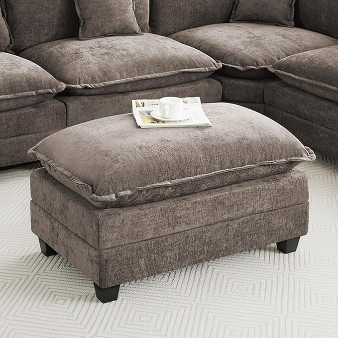 35‘’ Modern Chenille Cloud Sofa Ottoman, Rectangle Ottoman