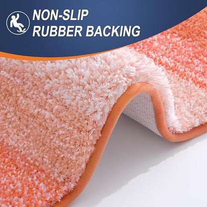 OLANLY Bathroom Runner Rugs Mat 44x24, Extra Soft Absorbent Microfiber Bath Rugs, Rubber Backing, Quick Dry, Washable Long Bath Mats for Bathroom Floor, Tub and Shower, Home Decor Accessories, Coral